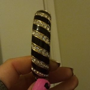 Swarovski crystal rhinestone and gold bangle bracelet